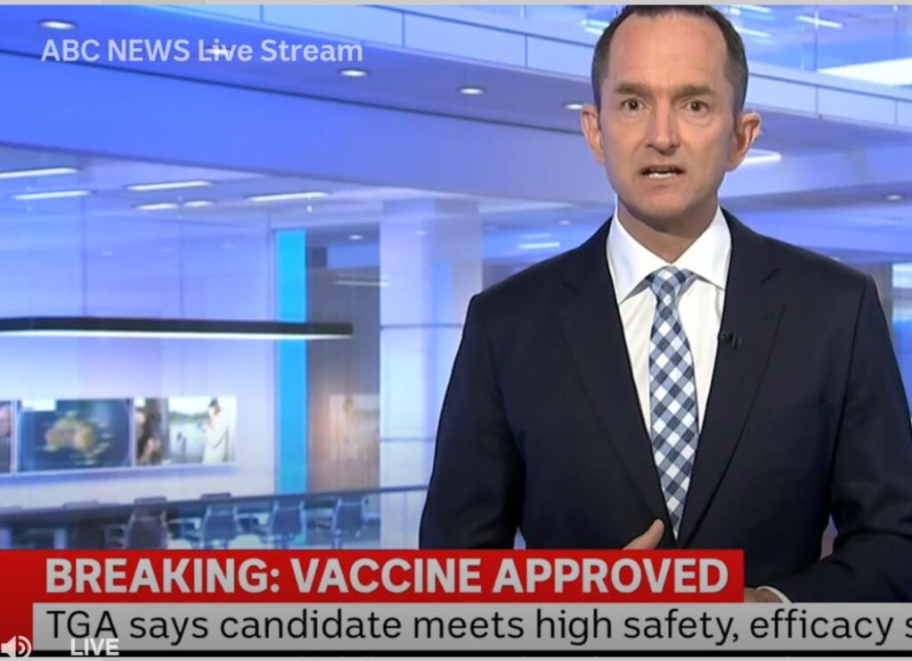 Breaking news coverage of a Pfizer announcement